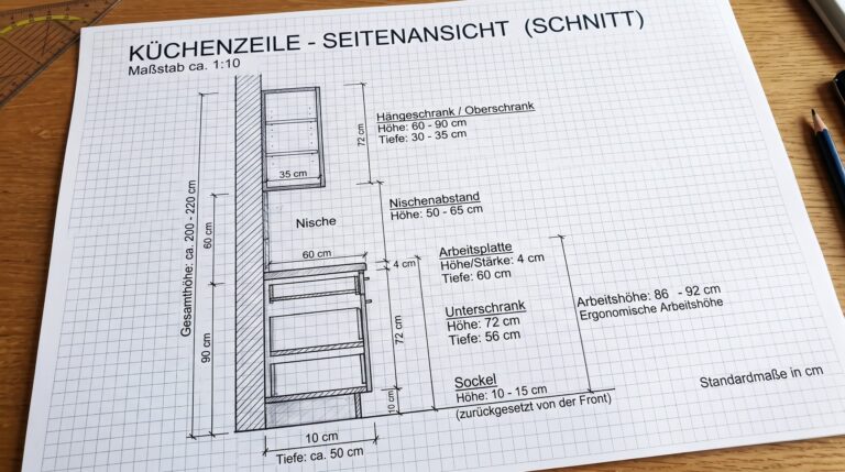 Küchenmaße: Standards für Arbeitshöhe, Tiefe und Abstände