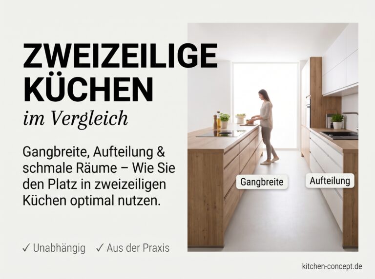 Zweizeilige Küche planen: Gangbreite, Aufteilung und schmale Räume